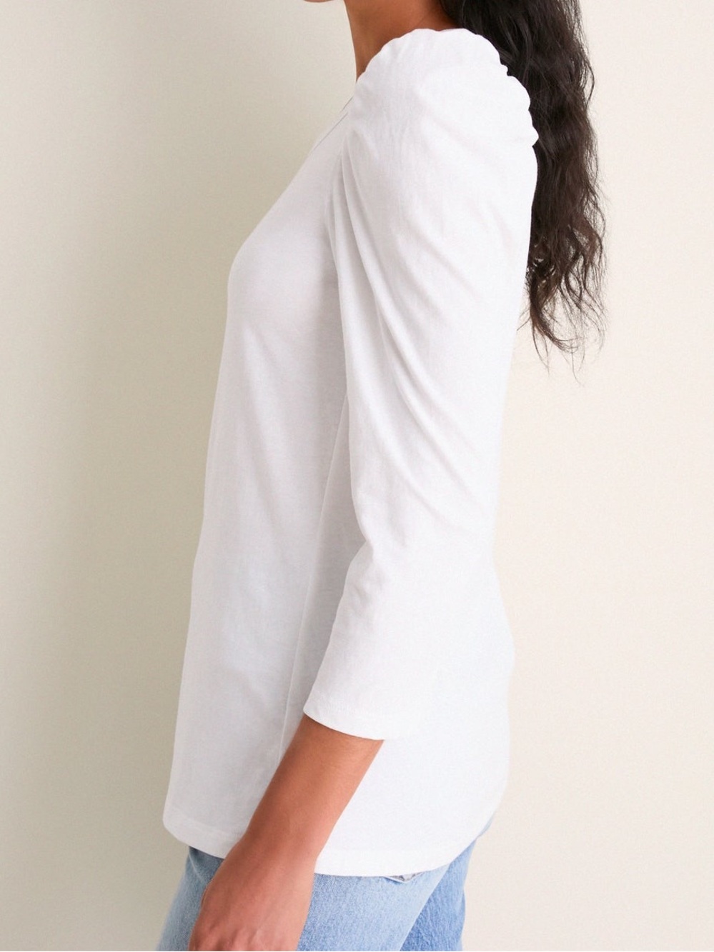 ALC Karter White Cotton Puff Sleeve Long Sleeve Tee NWOT Size Medium